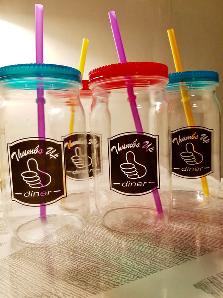 Mason Jar Logo Cup – Thumbs Up Gourmet Express